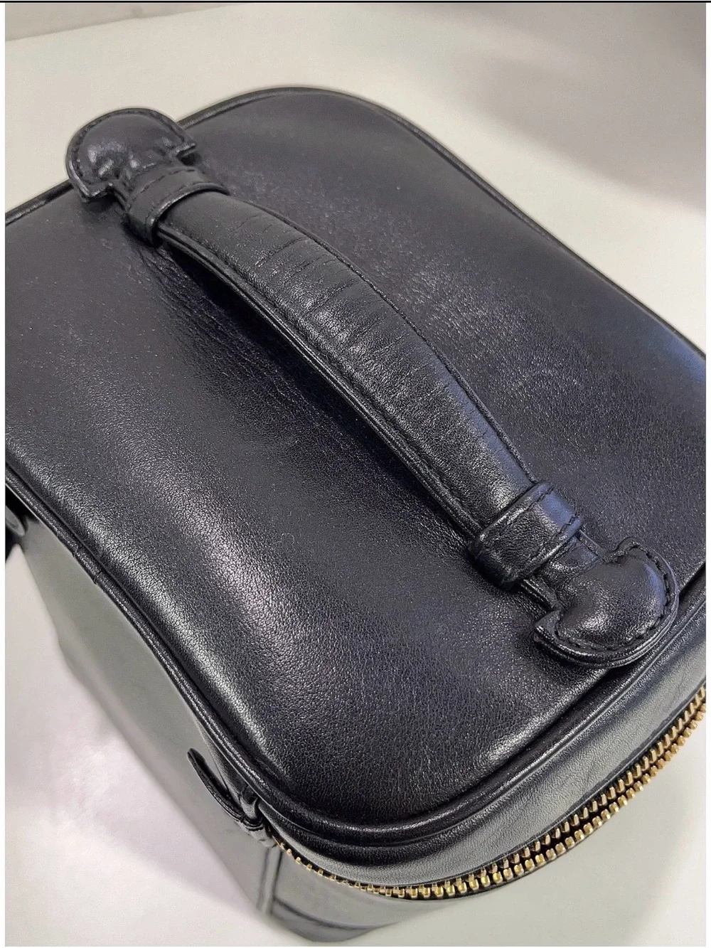 Vintage Chanel Black Caviar Leather Vanity Case Top Handle  Bag Gold Hardware